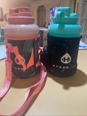 HydroJug Pink & Teal Double Bottle Set with Carry Sleeves